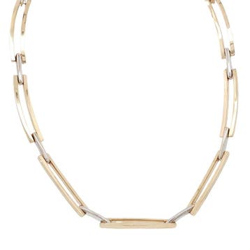 Bicolour gouden choker 45 cm 14 karaat, Verzenden, Zo goed als nieuw, Goud