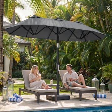 2dekans | Coast Dubbele Parasol 300 x 160 cm - Rechthoekig -, Ophalen of Verzenden, Zo goed als nieuw