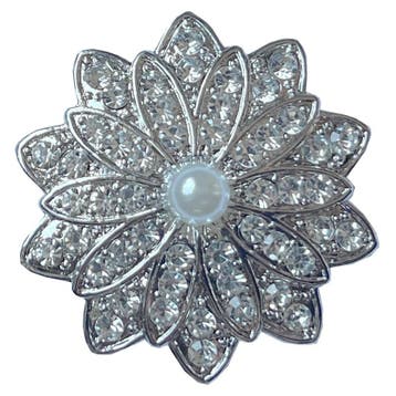 Fako Bijoux - Magneet Broche XL - Bloem Kristal Met Parel -, Verzenden, Nieuw