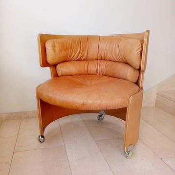 Poltrona Frau - Luigi Massoni - Fauteuil - Leder, Hout,, Antiek en Kunst