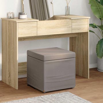 vidaXL Kruk Taupe 41 x 41 x 40 cm Stof en Geëngineerd Hout, Verzenden, Nieuw