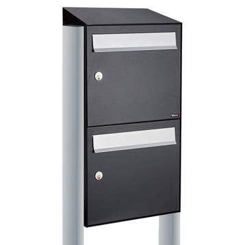 Brievenbusunit Flow set vrijstaand 2-hoog - zwart, Verzenden, Nieuw