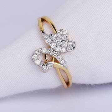 Ring - 14 karaat Geel goud - 0.25ct. tw. Diamant, Sieraden, Tassen en Uiterlijk, Ringen, Nieuw