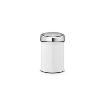 Brabantia Wandafvalemmer Touch Bin 3l. - Wit, Verzenden, Nieuw