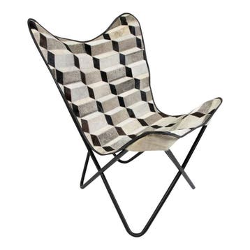 Butterfly Chair koe illusie multicolor 65x65x90cm, Verzenden, Nieuw