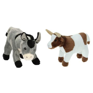 Pluche boerderijdieren knuffelset - koe en ezel - 22 cm, Verzenden, Nieuw