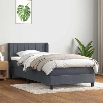 vidaXL Boxspring met matras fluweel donkergrijs 80x220 cm, Eenpersoons, Verzenden, Nieuw, Stof