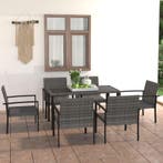 vidaXL 7-delige Tuinset poly rattan grijs, Verzenden, Nieuw, 6 zitplaatsen, Tuinset