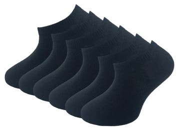 6 paar Kids Sneakersokken - Katoen - SQOTTON® - Zwart, Verzenden, Nieuw