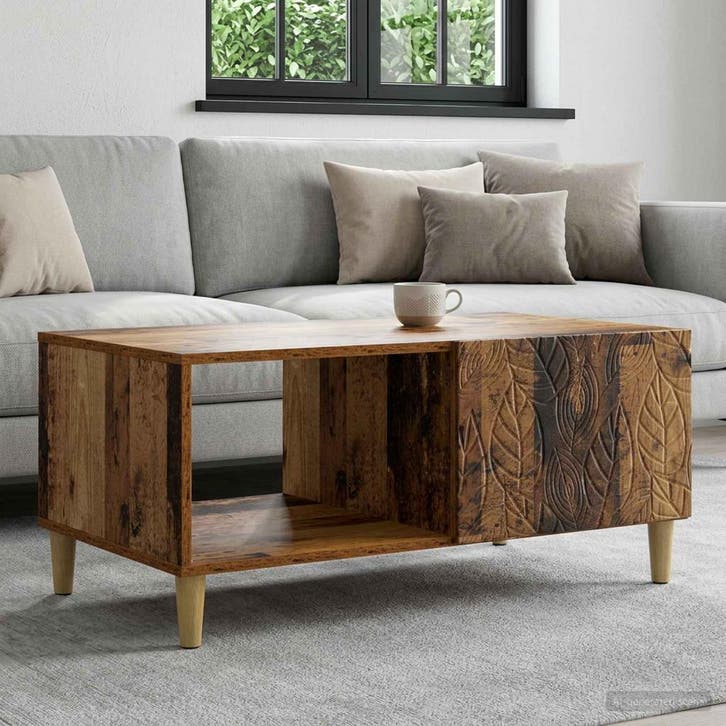 vidaXL Salontafel Oud hout 90 x 50 x 40 cm Bewerkt hout, Huis en Inrichting, Tafels | Salontafels, Nieuw, 50 tot 100 cm, Overige houtsoorten
