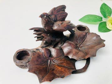 Inktpot - Zwarte Woud - Hout (Walnoot), Antiek en Kunst