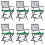 vidaXL Tuinstoelen 6 st inklapbaar met kussens massief, Verzenden, Nieuw, Hout