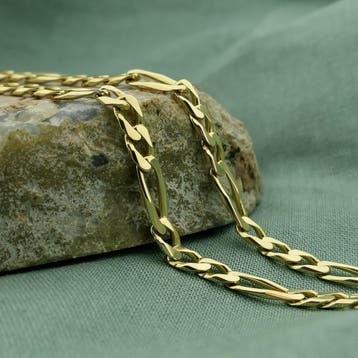 Gouden Figaro schakelketting, Sieraden, Tassen en Uiterlijk, Kettingen, Ophalen of Verzenden, Gebruikt, Goud, Goud