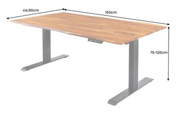 Bureau MAMMUT 160 cm tafelblad van sheeshamhout, in hoogte, Ophalen of Verzenden, Nieuw