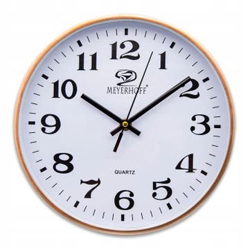 Wandklok 25 cm Houtlook – Stille Analoge Klok met Grote, Ophalen of Verzenden, Nieuw