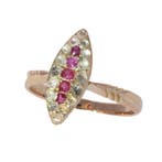 Ring - 18 karaat Roségoud, Geel goud Robijn - Diamant -, Nieuw