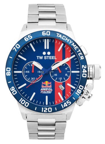 TW Steel CS121 Canteen Red Bull Ampol horloge Chrono 45 mm, Overige merken, Staal, Verzenden, Polshorloge