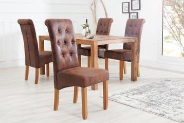 Elegante stoel CASA vintage bruin met decoratieve knopen, Huis en Inrichting, Stoelen, Ophalen of Verzenden, Nieuw