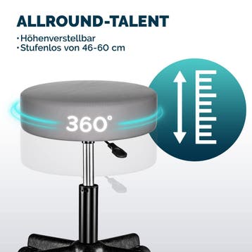 Rolkruk kunstleer Grijs 360° draaibaar (Kantoor inrichting), Verzenden, Nieuw in verpakking