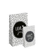 5x Kraft papieren zakken - Lieve juf 14x8x26cm, Ophalen of Verzenden, Nieuw, Cadeauzakje