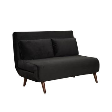 50% Korting: Velvet slaapbank 1,5 persoons Kristian zwart, Ophalen, Zo goed als nieuw, Velvet chique, Modern