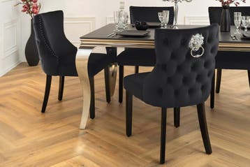 Chesterfield Stoel CASTLE DELUXE Zwart fluweel met, Ophalen of Verzenden, Nieuw