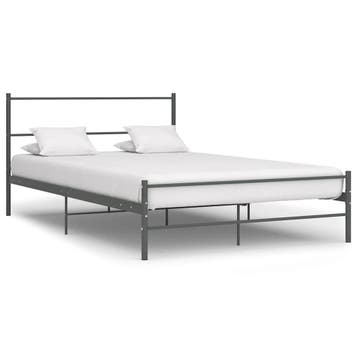 vidaXL Bedframe metaal grijs 160x200 cm, Verzenden, 200 cm, Metaal, Grijs