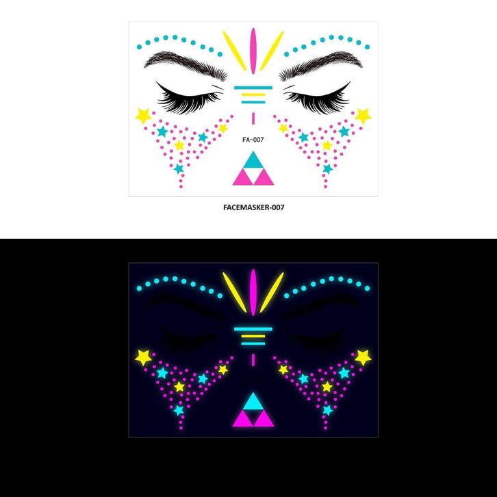 Gezicht Sticker Glow in the Dark FA-007, Kleding | Heren, Carnavalskleding en Feestkleding, Nieuw, Ophalen of Verzenden
