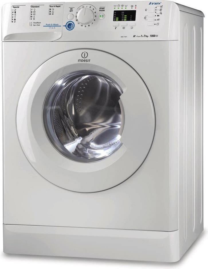 Indesit XWA71483XW - Wasmachine - 7 kg - 1400 tpm -, Witgoed en Apparatuur, Wasmachines, Zo goed als nieuw, Voorlader, 85 tot 90 cm