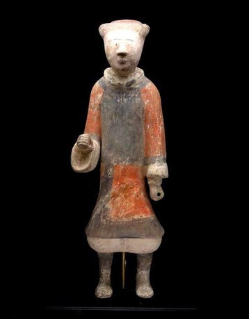 Oud-Chinees Antiek Chinees - Groot polychroom wachtersbeeld