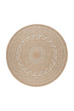 Rond Buitenkleed | Comilla | Etnisch | Beige | 120x120 cm, Huis en Inrichting, Stoffering | Tapijten en Kleden, Verzenden, Nieuw
