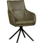Leren draaibare eetkamerstoel Fancy - Granada Moss, Huis en Inrichting, Stoelen, Overige kleuren, Industrieel, Modern, Scandinavisch