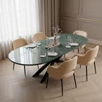 Green Marble Eetkamertafel  Plat Ovaal 220x90, Huis en Inrichting, Tafels | Eettafels, Nieuw