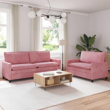 vidaXL Bankstel 2 pcs Roze Fluweel, Huis en Inrichting, Banken | Bankstellen, Verzenden, Nieuw, Stof, Minder dan 150 cm