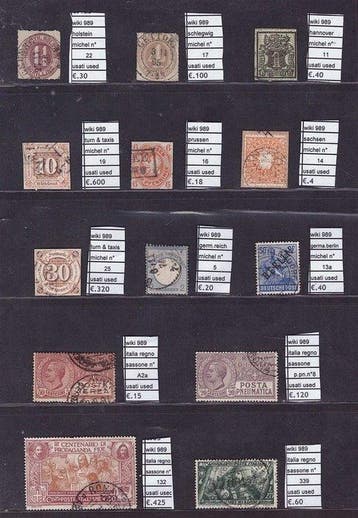 Wereld 1850 - Prachtig lot van klassieke Italiaanse, Gestempeld