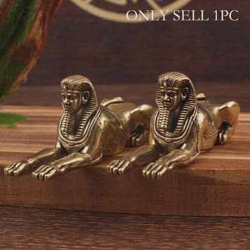 Egyptische Leeuwenkop Messing Beeldje - Vintage Oud Egyptisc