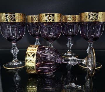 Artemisia - Drinkset (6) - Kristal, 24-karaats goud