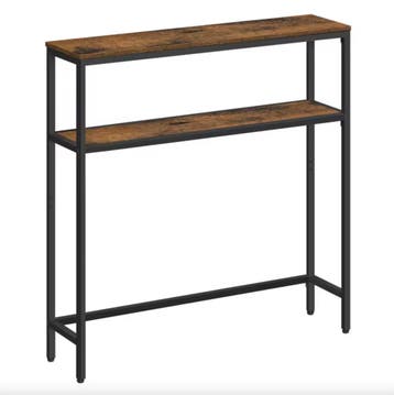 Consoletafel Industrieel met 2 planken - Vintage Bruin, Huis en Inrichting, Tafels | Bijzettafels, Verzenden, Nieuw, 75 cm of meer