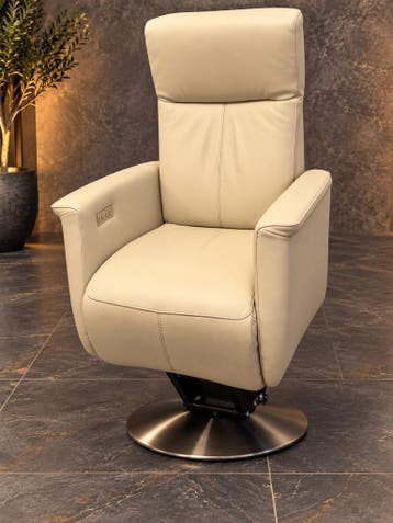 Prominent sta op stoel - relaxfauteuil Toscana wit leder, Minder dan 75 cm, Ophalen of Verzenden, Zo goed als nieuw, 50 tot 75 cm