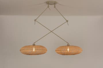 Rietveld Hanglampen - Bruin, Beige, Zand, Naturel - Metaal,, Verzenden, Nieuw