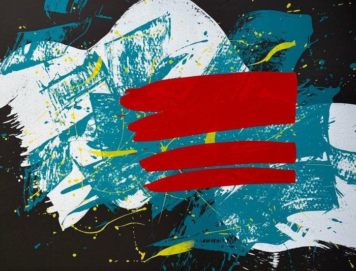 Kazuo Shiraga (1924–2008) (Gutai Master) -  Red Flag, Antiek en Kunst, Antiek | Overige Antiek