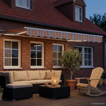 vidaXL Handmatig knikarmscherm met solar LED 3,5 x 2,5 m, Verzenden, Nieuw