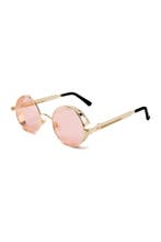 Ronde Bril Steampunk Vintage Goud Montuur Rond Roze Glazen G, Ophalen of Verzenden, Nieuw