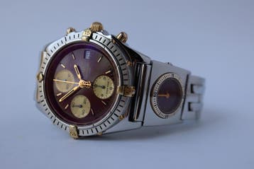 Horloge Breitling Chronomat Bordeaux met UTC, Staal, Gebruikt, Staal, Breitling