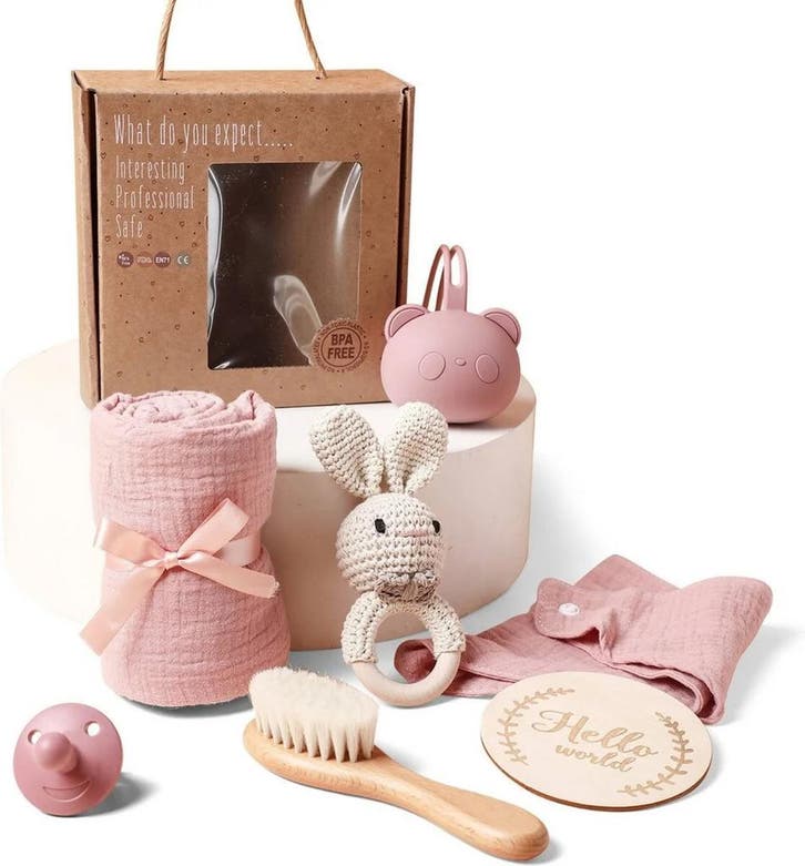Babyshower gift set Bunny 7-delig, Kinderen en Baby's, Kraamcadeaus en Geboorteborden, Kraamcadeau, Nieuw, Verzenden