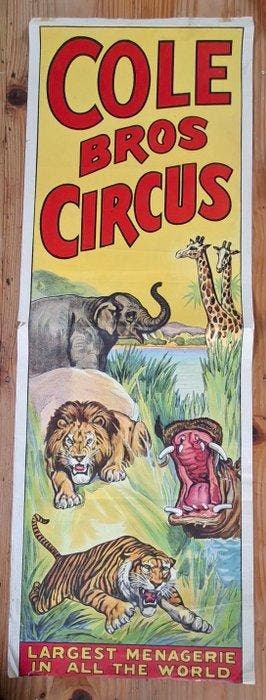 unknown - Vintage Circus poster - Cole bros - jaren 1950