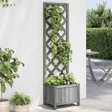 vidaXL Plantenbak met latwerk 40x30x135 cm massief vurenhout, Verzenden, Minder dan 60 cm, Nieuw, 60 cm of meer