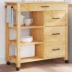 vidaXL Keukentrolley MONZA 84x40x88,5 cm massief grenenhout, Verzenden, Nieuw