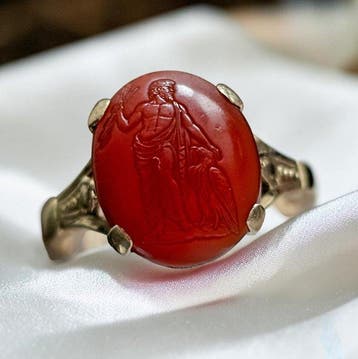 Zonder minimumprijs - Ring - 9 kt. Geel goud, Antiek, Nieuw