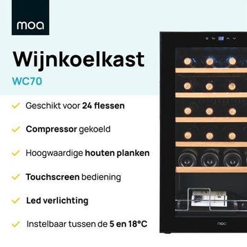 2dekans | MOA Wijnkoelkast – Met Houten Planken &, Ophalen of Verzenden, Zo goed als nieuw